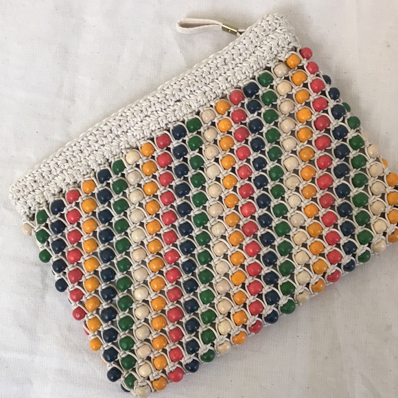 NWT Madewell THE BEADED CROCHET POUCH CLUTCH Zipper top colorful fun bag Summer - Picture 2 of 5